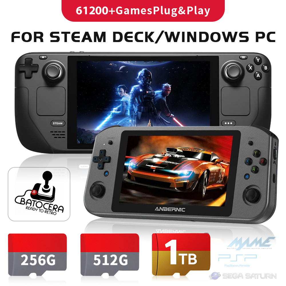 Gaming Console Steam Deck - 1TB Latest Batocera 39 OS TF