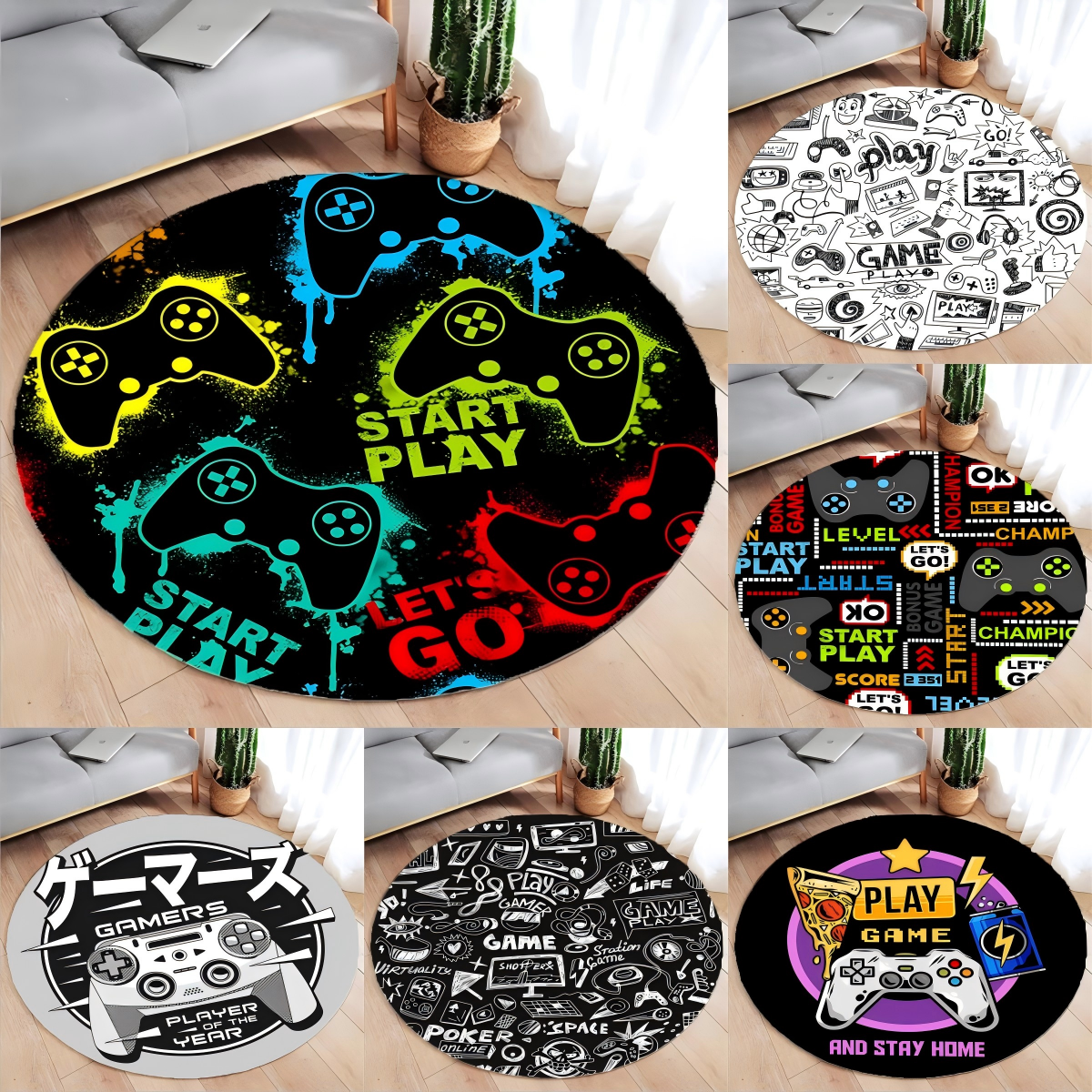 Gaming Console All In One - Gaming Console Round Rug Non-Slip Floor